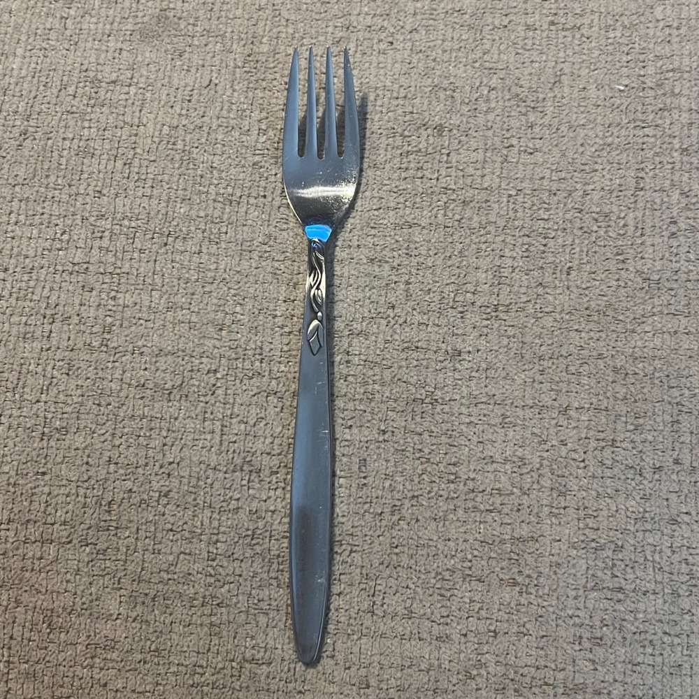 Amefa Stainless Holland Dinner Fork Floral Leaf Scroll Embossed Flatware Silver